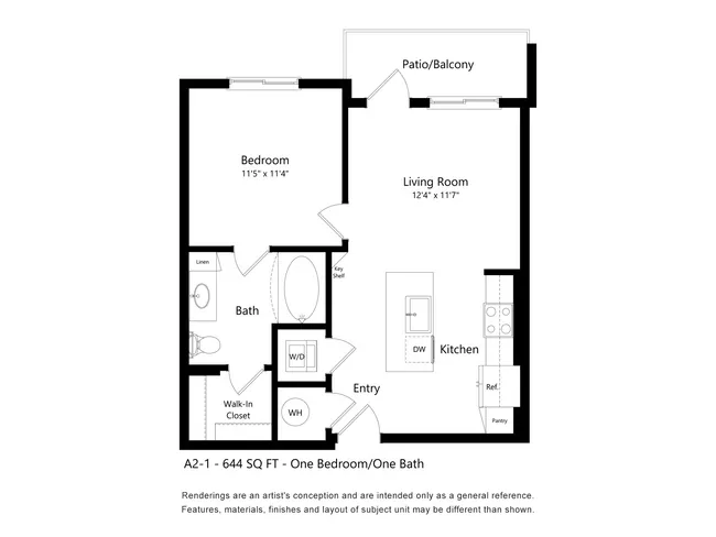 1 Bed • 1 Bath 1107 floor plan